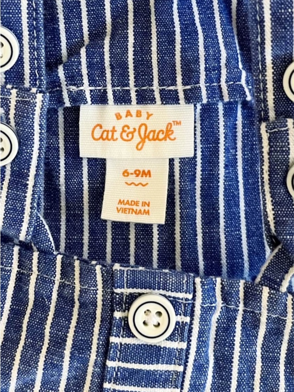 Cat & Jack Blue and White Striped Baby Overall Romper - Picture 3 of 3